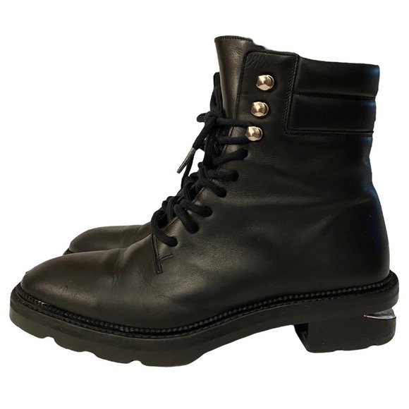 Alexander Wang Andy Hiker Leather Booties Silver-Tone Hardware Black Size 41 - Picture 5 of 16